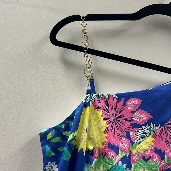 BGL Floral Print One Shoulder Cotton Dress Pleats Sz 10 (EU 42) Party Wedding - Picture 5 of 12